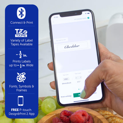 Rotuladora Brother P-Touch Cube para smartphone, tecnología inalámbrica Bluetooth, múltiples plantillas disponibles, compatible con Apple y Android – Azul
