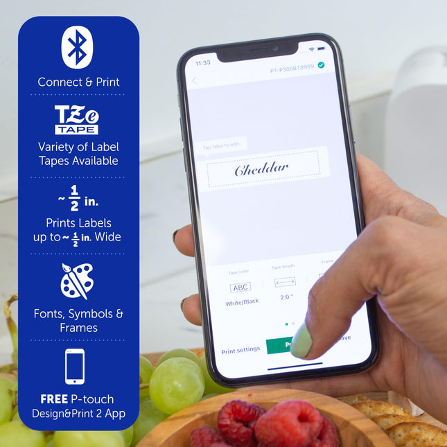 Brother P-Touch Cube Smartphone Label Maker, Bluetooth Wireless Technology, Multiple Templates Available for Apple & Android Compatible –Blue