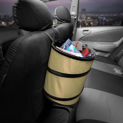 FH GROUP FH1121BEIGE Automotive Waterproof Portable Collapsible Large Beige Trash Can Garbage Container fits Most Cars, SUVs, and Trucks