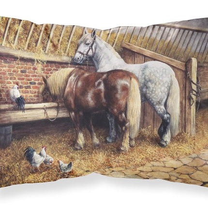 Caroline's Treasures BDBA0135PILLOWCASE Horses Eating with The Chickens Fabric Standard Pillowcase, Standard, Multicolor