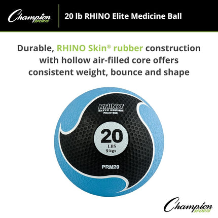 CHAMPION Sports Rhino Elite Medicine Ball (20 pounds), Blue