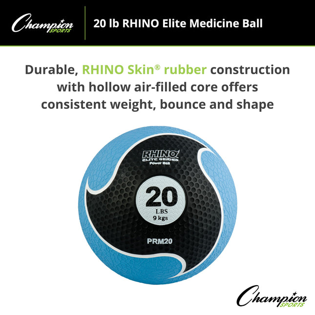 CHAMPION Sports Rhino Elite Medicine Ball (20 pounds), Blue
