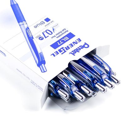 Pentel Energel XM Retractable Gel Pen with 0.7 mm Tip, 0.35 mm Line Width - Blue, Pack of 12