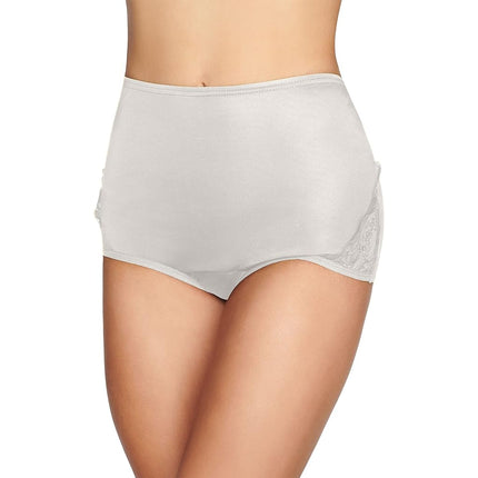 Vanity Fair Women's High Waisted Underwear, Full Coverage Ladies Panties, Perfectly Yours Briefs, Nylon Lace - Star White, 6