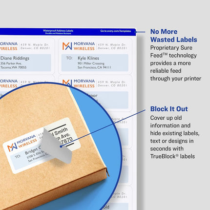 Avery Shipping Labels with TrueBlock Technology for Inkjet Printers , 3-1/3" x 4", Case Pack of 5 (8164)