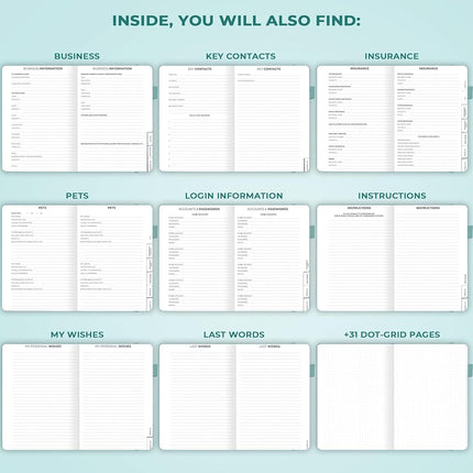 Clever Fox End of Life Planner, When I Die Organizer 8.5”x11” Blue Surf