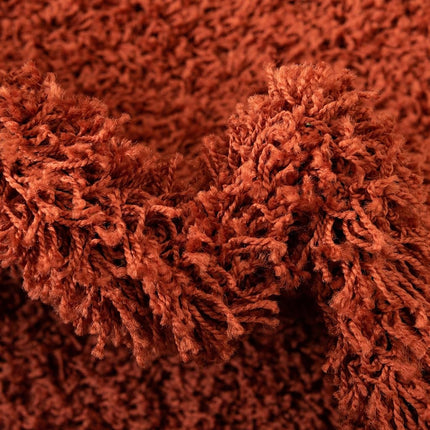 Unique Loom Solo Solid Shag Collection Area Modern Plush Rug Lush & Soft (3' 3" x 3' 3" Round, Terracotta)