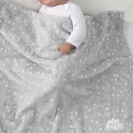 CREVENT 2Pcs 76x102cm Cute Cozy Fluffy Warm Baby Blankets for Infants Toddlers' Bedding Crib Cot Stroller - Grey Cloud + Crown