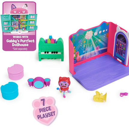 Gabby’s Dollhouse, Groovy Music Room with Daniel James Catnip Figure, 2 Accessories, 2 Furniture Pieces and 2 Deliveries, Kids’ Toys for Ages 3 and above