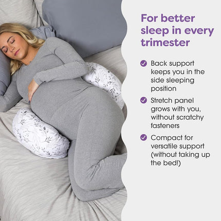 Oreiller de grossesse Boppy Side Sleeper, Feuilles d'automne grises, Portable, Oreillers de grossesse de soutien pour dormir sur le côté, Conception stable avec panneau central extensible qui grandit avec votre ventre