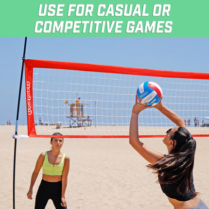 Volley-ball récréatif GoSports Soft Touch - Taille réglementaire pour jeux intérieurs ou extérieurs, inclut une pompe à ballon