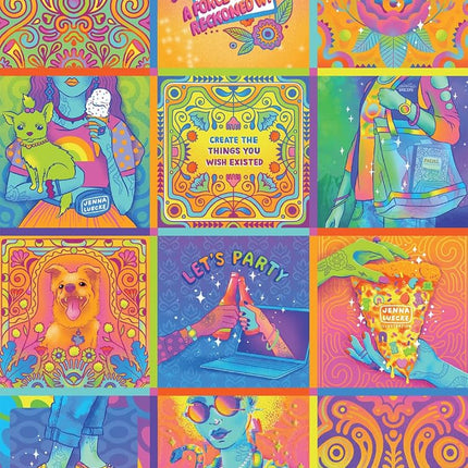 Buffalo Games - Jenna Luecke - Bonjour - Neon Collage - 1000 Piece Jigsaw Puzzle for Adults Challenging Puzzle Perfect for Game Nights - Finished Puzzle Size is 26.75 x 19.75