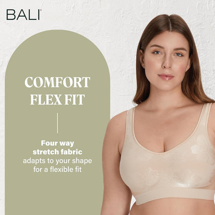 Bali Women's Wireless, Comfort Revolution Full-Coverage Wirefree Bra, Almond Tropic, M
