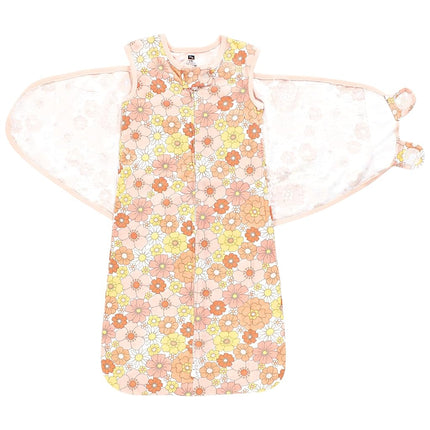 Hudson Baby Unisex Baby Convertible Swaddle Sleep Sack, Peace Love Flowers, 0-3 Months