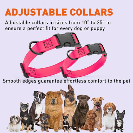 Dogline Biothane Waterproof Dog Collar with Quick Release Buckle Strong Coated Nylon Webbing with Odor- Proof for Easy Care Easy to Clean Fits Small Medium or Large Dogs - Pink 1" Width 15-23" L