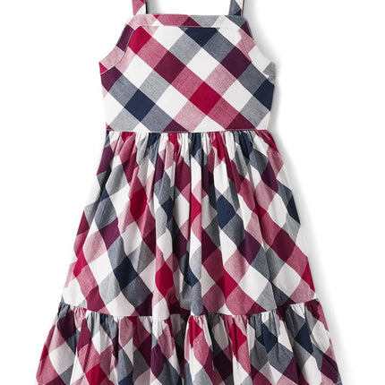 Gymboree Girls' and Toddler Sleeveless Dress, Red/Blue Woven, 3T