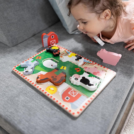 Melissa & Doug Farm Wooden Chunky Puzzle (8 pcs) Farm Animal Toys For Kids, Wooden Puzzles For Toddlers Ages 2+ - FSC Certified