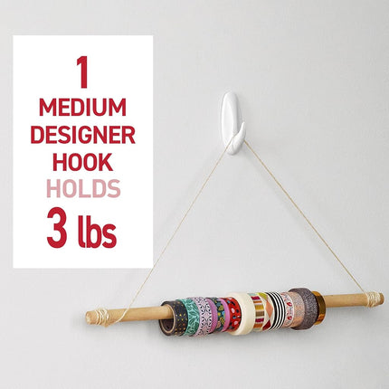 3M Command™ Medium Designer Hooks, Damage-Free, 9 Hooks and 12 Strips