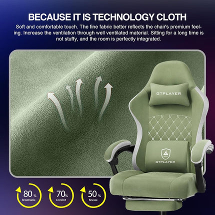 GTPLAYER Gaming Chair, Computer Office Chair with Pocket Spring Cushion, Linkage Armrests and Footrest, High Back Ergonomic Computer Chair with Lumbar Support Task Chair with Footrest