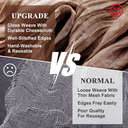 Wokceer Cheesecloth Table Runner Brown 10FT Boho Gauze Runner, 3 Pack