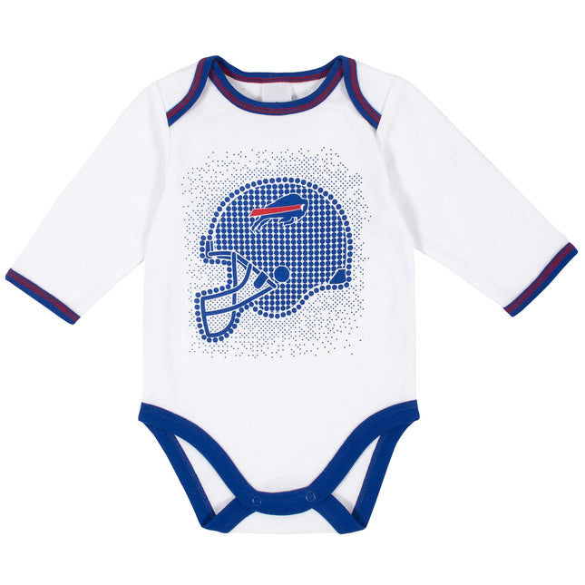 NFL Buffalo Bills Conjunto de regalo de 3 piezas de mameluco, pantalón con pie y gorro, azul/blanco Buffalo Bills, 0-3 meses