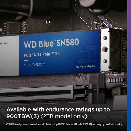 WD Blue SN580 2TB SSD, NVMe SSD, M.2 2280, PCIe Gen3, up to 4150 MB/s read speeds, nCache 4.0 Technology Includes Acronis True Image for Western Digital
