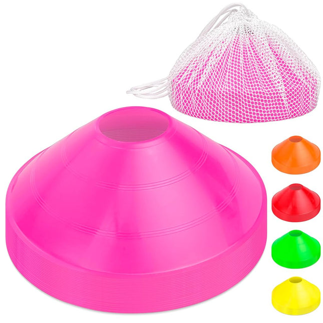 GoSports Premium Sports Cones for Agility Training and Drills - 20 Pack with Tote - Pink