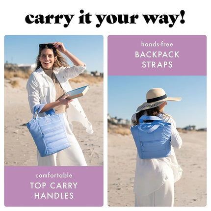 Fit & Fresh insulated cooler bag, leak-proof waterproof beach cooler backpack for women,18 cans soft insulated cooler bag for travel, lunch bag for women, beach bag and travel bag, cornflower
