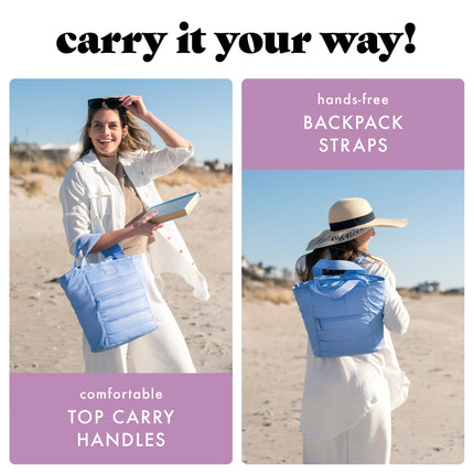 Fit & Fresh insulated cooler bag, leak-proof waterproof beach cooler backpack for women,18 cans soft insulated cooler bag for travel, lunch bag for women, beach bag and travel bag, cornflower