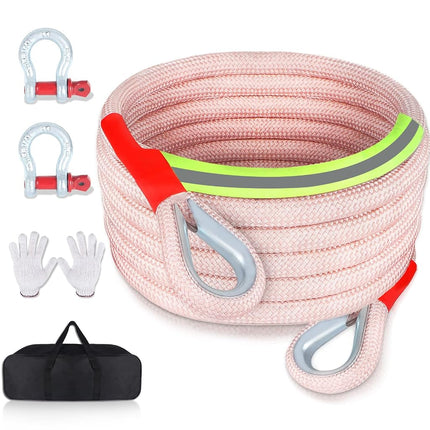 TISEMENT Upgrade Kinetic Recovery Rope, 4/5''×30' 39600LBS Heavy Duty Tow Rope with Steel Shackles Off Road Gear,High-Strenth Portable Bag & Gloves,Tow Strap for Truck, Car, Jeep