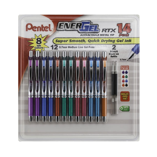 Pentel Energel Rtx Retractable Metal Tip Pen, 0.7 