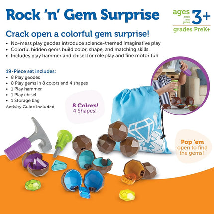Learning Resources Rock 'n Gem Surprise - 19 Pieces, Ages 3+ Toddler Learning Toys, Sorting and Matching Toys, Early STEM for Kids