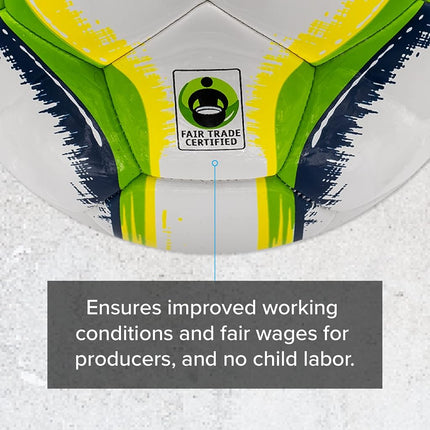 Senda Athletics Rio Training Futsal Ball, Fair Trade Certified - Green, Yellow, Size 4 (Ages 13 and Up)