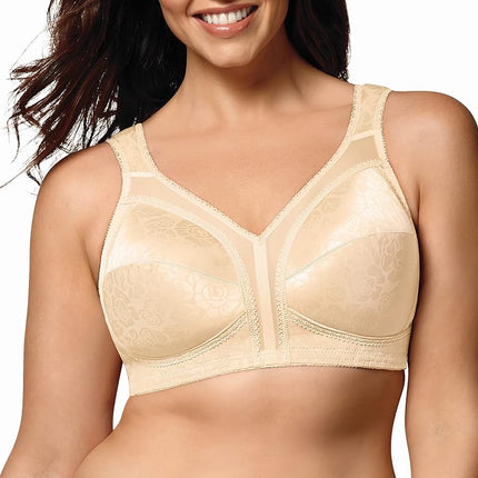 Playtex Women's 18 Hour Comfort-Strap Wireless Bra, Full-Coverage Bra with 4-Way TruSupport, Single & 2-Pack, Natural Beige, 38C