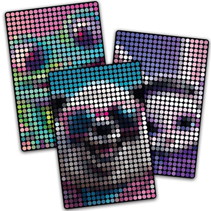 Make It Real Sello para revelar pósteres de puntos DIY, 1 estampador por kit y 3 pósteres de puntos | Kit de manualidades, actividad artística, niñas y niños de 6 años Conejo, Rana, Panda