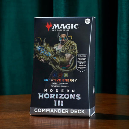 Magic: The Gathering Modern Horizons 3 Commander Deck - Creative Energy (100-Card Deck, 2-Card Collector Booster Sample Pack + Accessories) (English Version)