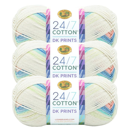 Lion Brand Yarn, 24/7 Cotton DK Yarn, Cool Breeze,