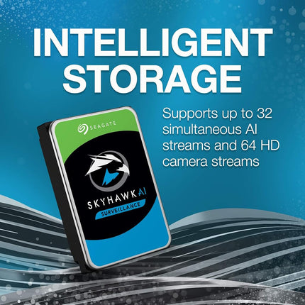 Seagate Skyhawk AI 10TB Surveillance Internal Hard Drive HDD-3.5 Inch SATA 6Gb/s 256MB Cache for DVR NVR Security Camera System with Drive Health Management-Frustration Free Packaging (ST10000VE0008)