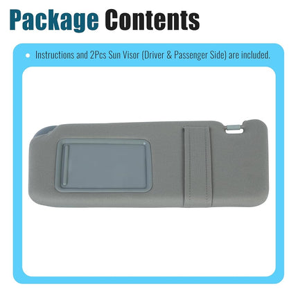 ALMULOO Driver Side Sun Visor Compatible with 2007 2008 2009 2010 2011 Toyota Camry with Or Without sunroof Without Light Gray Replacement for 74320-06800-B0 04002-30706-B0