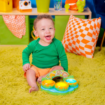 Bright Starts Safari Beats Musical Drum Toy with Lights, Ages 3 months +