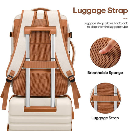 UKEIN Luggage Sets 3 Piece, Carry On Luggage 20In With Spinner Wheels,PC Hardside Suitcase Set with TSA Lock,Durable Carry On Suitcase With Travel Backpack for Men, Beige, 3 piece set (20inch