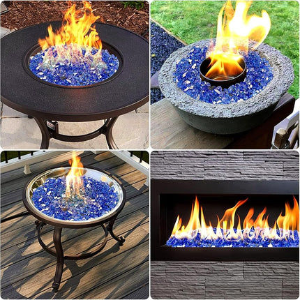 Mr. Fireglass 1/4 inch Reflective Fire Glass for Fireplace Fire Pit and Landscaping 10 lb High Luster Cobalt Blue