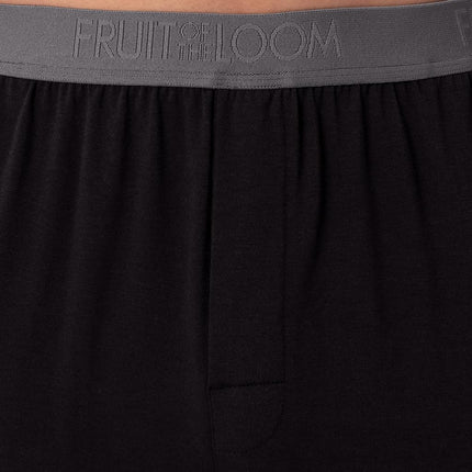 Ensemble de pyjama Fruit of the Loom pour homme - Haut à col en V et short à manches courtes, 360 Stretch, noir, 3XL