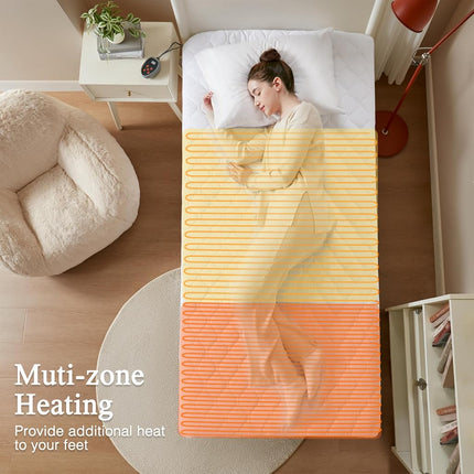 Protège-matelas chauffant Beautyrest Cotton - Couverture chauffante avec contrôleur à 20 réglages de chaleur, minuterie d'arrêt automatique, poches profondes élastiques, certifié UL, lavable en machine, blanc très grand lit jumeau