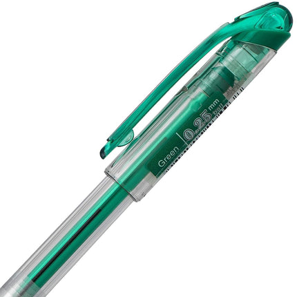 Pentel Arts Slicci 0.25 mm Extra Fine Gel Pen, Green Ink, Box of 12 (BG202-D) by Pentel