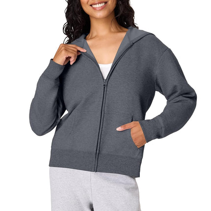 Hanes womensO4637Women's Fleece Full Zip Hood Long