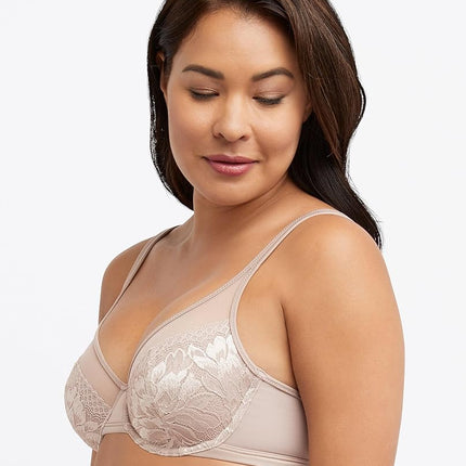 Bali Women's One Smooth U Lace Minimizer Bra, Underwire Full-Coverage Convertible Bra, Black, 40D