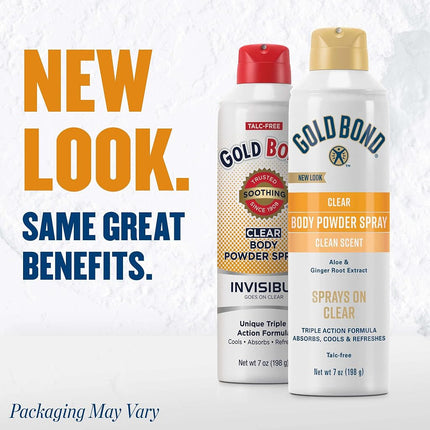 Gold Bond No Mess Clear Invisible Body Powder Spray, Deodorant Spray, 7 oz.