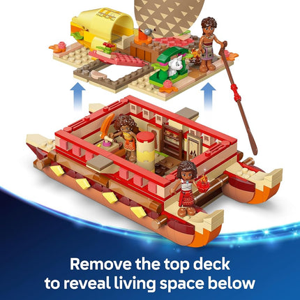LEGO | Disney Moana 2 Moana's Adventure Canoe - Buildable Toy boat with a Textile Sail, Removable Deck, Campfire & 3 Mini Dolls incl. Loto and Moni - Gift for 6+ Year Old Girls & Fans - 43270