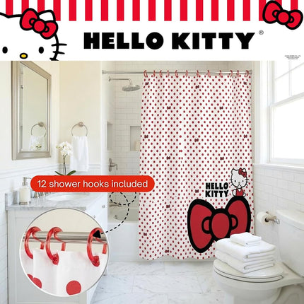 Franco Hello Kitty 13 Piece Shower Curtain and Ring Set, (100% Officially Licensed Product)